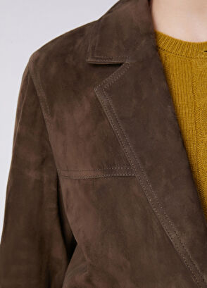 Beymen Club Dark Khaki Classic Suede Jacket - 8