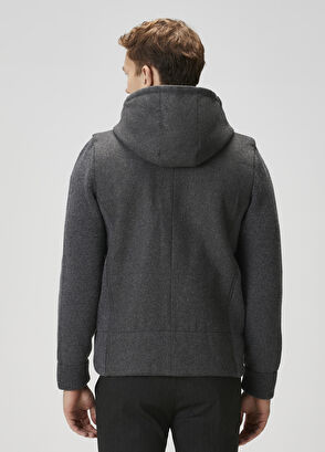 Beymen Club Anthracite Hooded Wool Knit Coat - 5