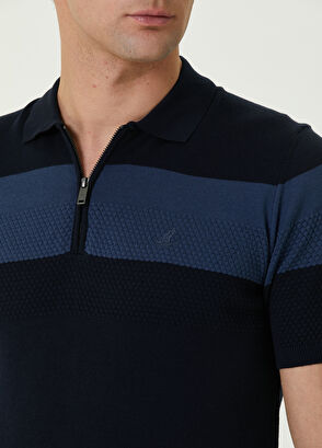 Beymen Club Lacivert Polo Yaka Colorblocked Kısa Kollu Triko - 5