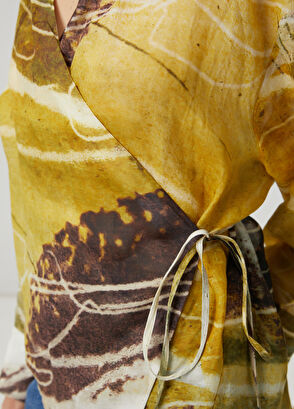 Beymen Club Sarı Desenli Kruvaze Keten Gömlek - 6