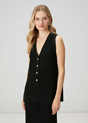 Beymen Club Black Ribbed Vest - 4