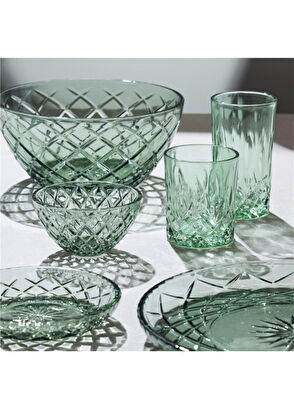 Lyngby Glas Sorrento Asian Green Glass Set of 4 Plates - 6