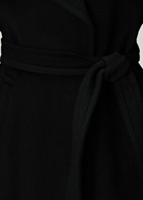 Siyah Kuşak Detaylı Yün Palto - Görsel 8