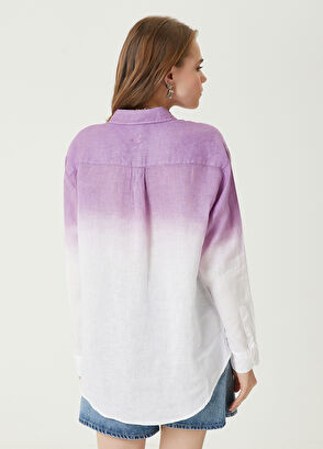 Beymen Club Mor Beyaz Degrade Keten Gömlek - 7