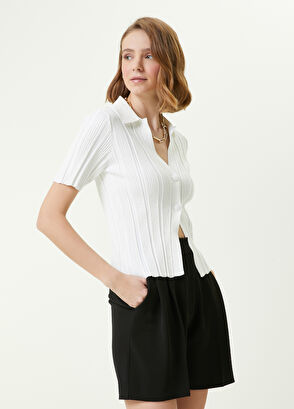 Beymen Club Beyaz Polo Yaka Ribli Hırka - 4