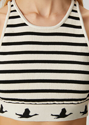 Beymen Club Ekru Siyah Çizgili Crop Atlet - 7