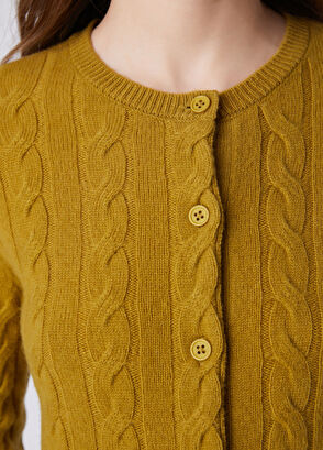 Beymen Club Oil Green Cable Knit Wool Cardigan - 9