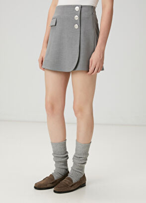 Beymen Club Gri Anvelop Şort Etek - 4