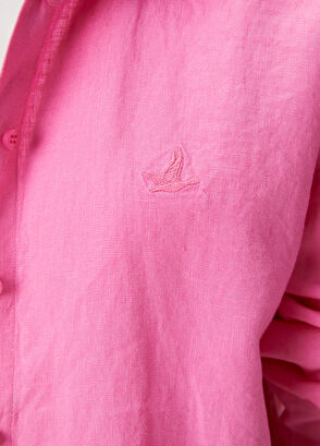 Beymen Club Oversize Pembe Keten Gömlek - 8