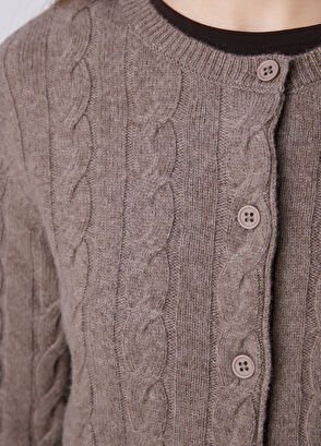 Beymen Club Brown Cable Knit Wool Cardigan - 8