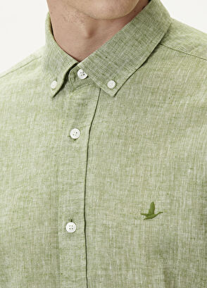 Beymen Club Comfort Fit Khaki Linen Shirt - 7