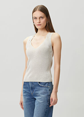 Join Us Beige Striped Textured Knitwear - 3