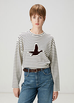 Beymen Club Ecru Striped Sweatshirt - 3