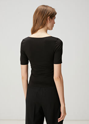 Beymen Club Black Square Neck T-Shirt - 5