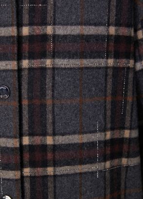 Beymen Club Grey Plaid Hotfix Wool Over Shirt - 8