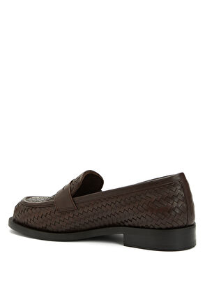 Beymen Club Kahverengi Örgülü Kadın Deri Loafer - 8