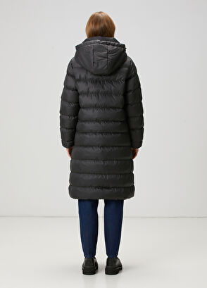 Beymen Club Siyah Kapüşonlu Uzun Mont - 5