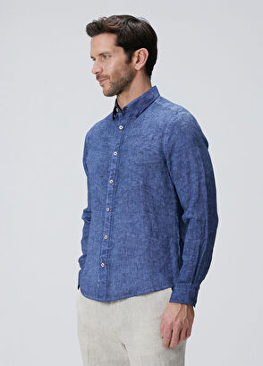 Network Lacivert Keten Gömlek - 5