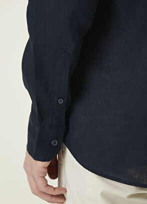 Beymen Club Comfort Fit Lacivert Keten Gömlek - 7