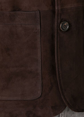 Beymen Club Brown Mandarin Collar Suede Leather Jacket - 8