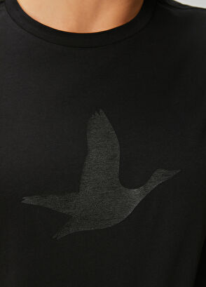 Beymen Club Siyah Folyo Kuş Baskılı T-shirt - 6