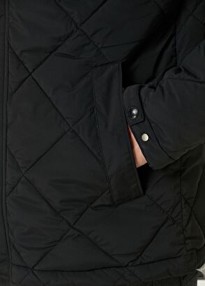 Beymen Club Siyah Kapüşonlu Kapitone Dikişli Mont - 9