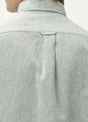 Beymen Club Comfort Fit Su Yeşili Keten Gömlek - 9