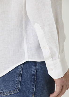 Beymen Club Comfort Fit Beyaz Keten Gömlek - 7