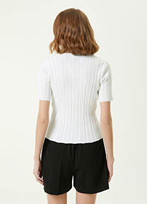 Beymen Club Beyaz Polo Yaka Ribli Hırka - 6