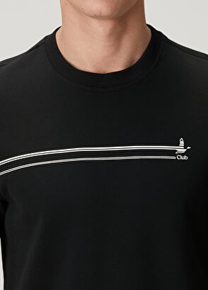 Beymen Club Relax Fit Siyah Şerit Logo Detaylı T-shirt - 6