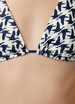 Beymen Club Navy Blue White Reversible Bikini Top - 8