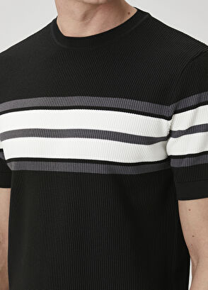 Beymen Club Black Colorblocked Jacquard Short Sleeve Sweater - 6