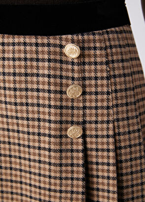 Beymen Club Camel Plaid Pleated Mini Skirt - 8