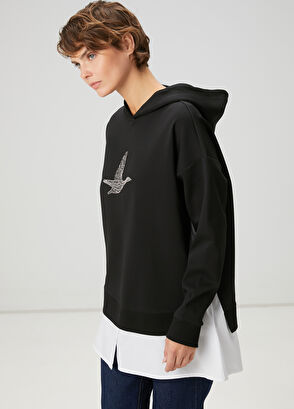 Beymen Club Siyah Kapüşonlu Gömlek Detaylı Sweatshirt - 3