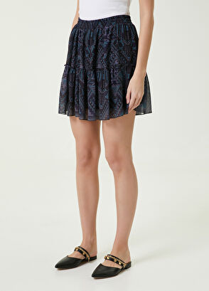 Beymen Club Lacivert Desenli Mini Etek - 3