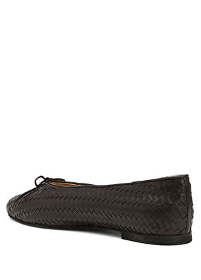 Beymen Club Brown Knit Textured Leather Ballet Flats - 3