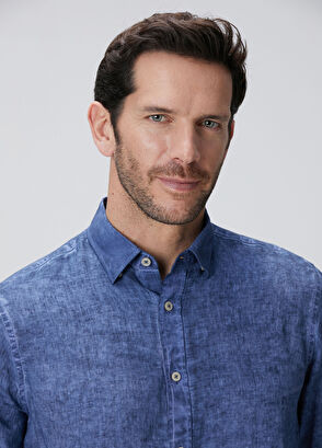 Network Lacivert Keten Gömlek - 7