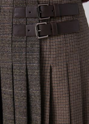 Beymen Club Anthracite Belt Detailed Plaid Short Skirt - 5