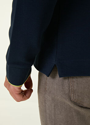 Beymen Club Slim Fit Lacivert Polo Yaka Dokulu Sweatshirt - 6