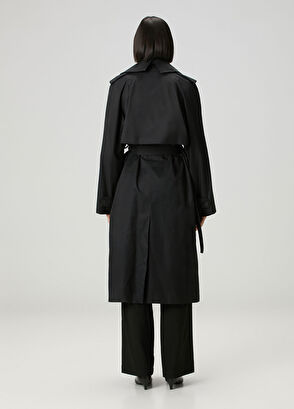 Siyah Kemer Detaylı Pardösü - Görsel 6