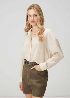 Beymen Club Crinkle Ekru Taşlı Gömlek - 4