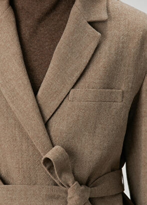 Beymen Club Oversized Camel Kruvaze Yün Blazer - 6