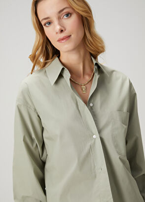 Beymen Club Mint Satin Poplin Shirt - 4