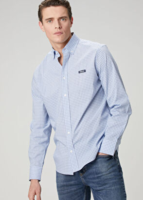 Beymen Club Comfort Fit Mavi Mini Ekose Desenli Gömlek - 9