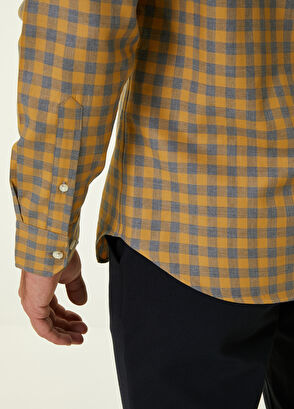 Beymen Club Slim Fit Hardal Küçük Ekose Desenli Gömlek - 6