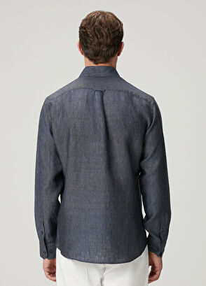 Beymen Club Comfort Fit Italian Collar Delave Linen Shirt - 6
