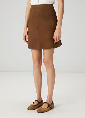 Beymen Club Brown Mini Suede Skirt - 3