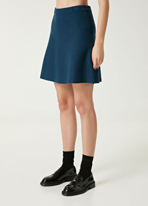 Teal Blue Mini Knit Skirt Beymen Club Teal Blue Mini Knit Skirt - 3