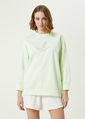 Beymen Club Green Scribble Bird Embroidered Oversized Sweatshirt - 3