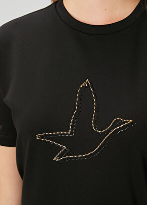 Beymen Club Siyah Hotfix Kuş Logolu T-shirt - 6